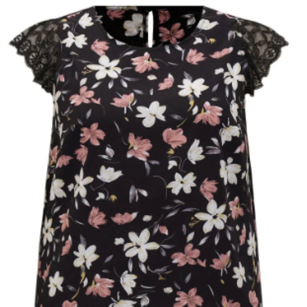 Bloomchic Plus Size 22-24 3x Floral Lace Cap Sleeve Blouse